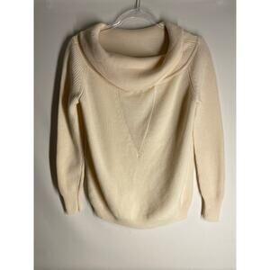 Cushnie Et Ochs Merino Wool Cream Cowl Neck Long Sleeve Knit Sweater Size Small